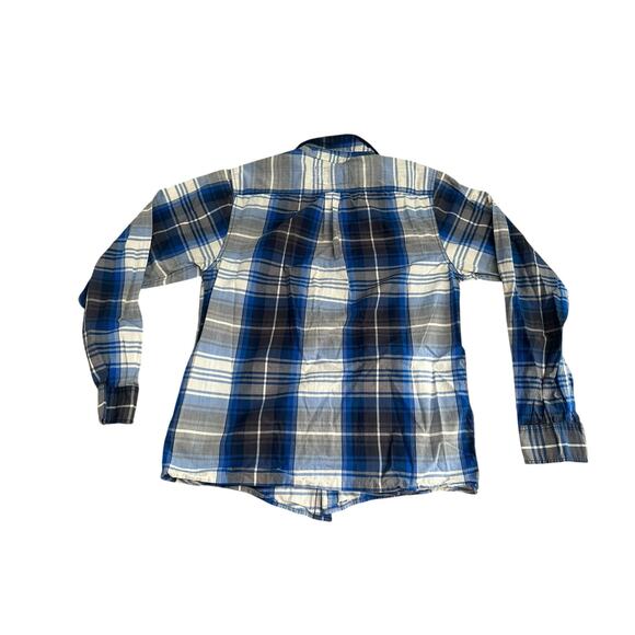 North Face TNF Blue White Black Plaid Mens Medium L/S Button Up Shirt - Picture 2 of 7